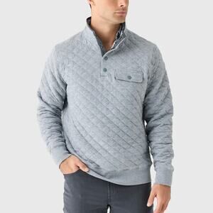 Faherty Epic Quilted Fleece Ocean Wind Heather Pullover XXL NEW Blue 1/4 Sweater